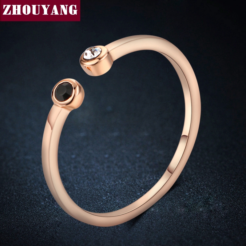 ZHOUYANG خاتم ميني بكريستال ذهبي وردي — صورة 2