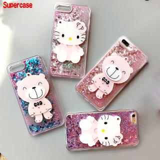 For OPPO A91 A8 Reno 3 2Z 2F 2 10x zoom A9 A5 2020  Hello Kitty Bear mirror Cover glitter quicksand Soft phone Case