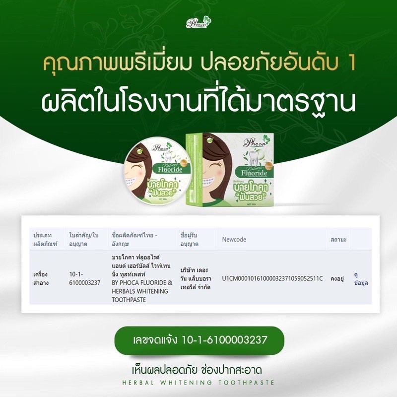 (เซต 10 กล่อง) ยาสีฟัน ฟันสวย บายโภคา BYPHOCA TOOTHPASTE (ขนาด 25 กรัม) - รูปที่ 7