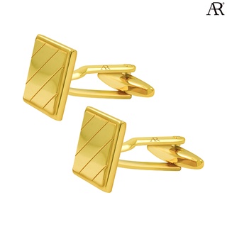 ANGELINO RUFOLO Cufflink(คัฟลิงค์) ดีไซน์ Gold Stripe กระดุมข้อมือคัฟลิ้งโรเดียมคุณภาพเยี่ยม สีทอง