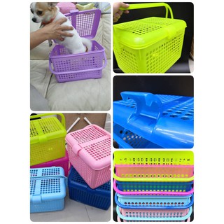 Pet Basket ตะกร้า เอนกประสงค์ มีฝาปิด ตะกร้าใส่สุนัข ตะกร้าใส่แมว ตะกร้าใส่ผ้า ขนาด 30-40 cm