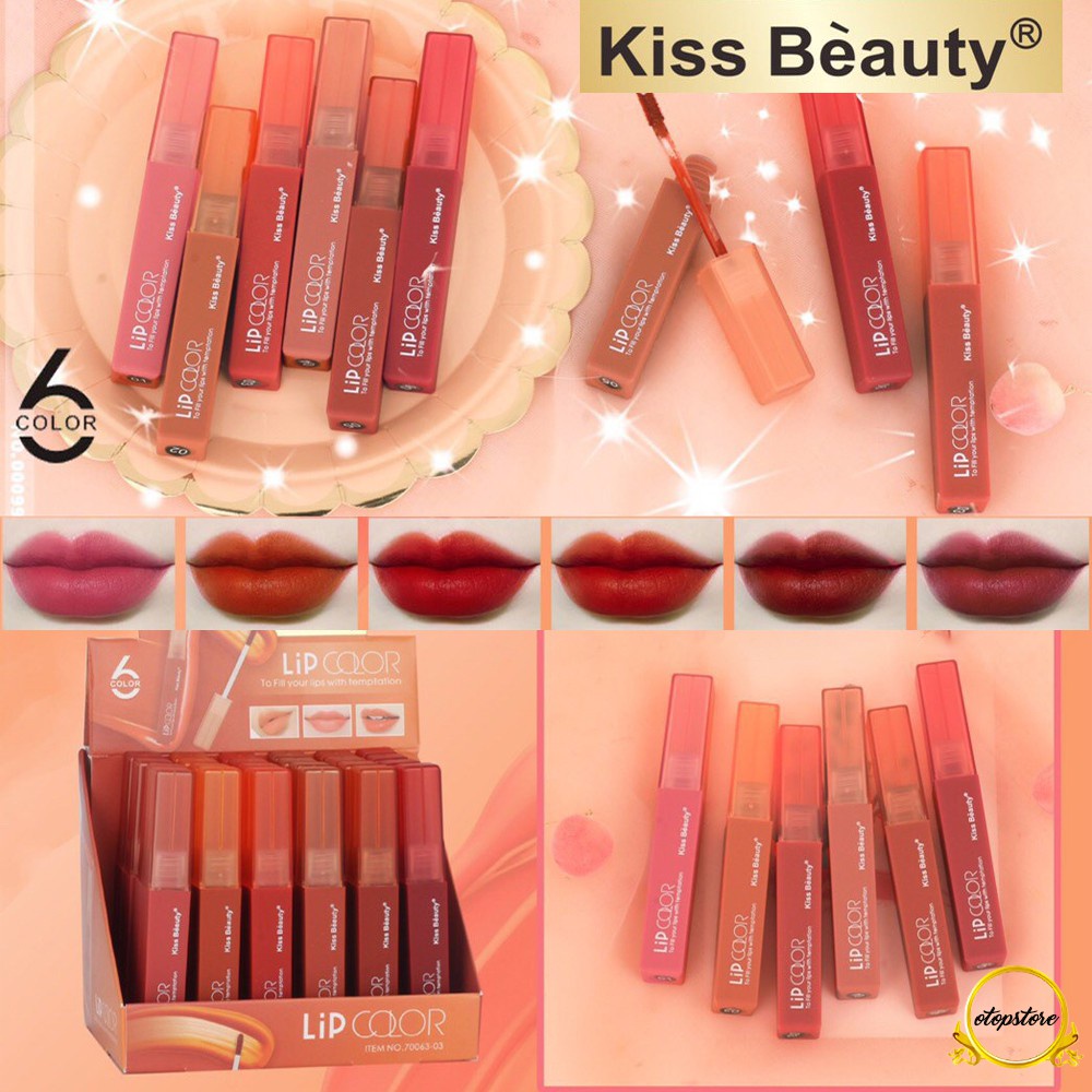 70063-03 ลิปสีส้มอิฐ Kiss Beauty To Fill You ลิปเนื้อลิควิดกันน้ำ ลิปแมทโทนแดงก่ำ ลิปกันน้ำ