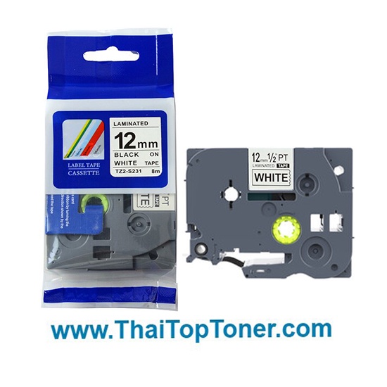 เทปพิมพ์อักษร TZ2-S231 (เทียบเท่า) Brother TZE-S231  Brother TZE-S (Strong adhesive tape) เนื้อกาวเห