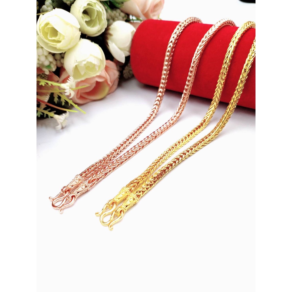 jewelryshop365 K503 สร้อยทองหุ้มหนัก2บาท ลายสี่เสา #ยาว 24 นิ้ว# งานคุณภาพสีเหมือนของจริง งานเกรดพรีเมี่ยม