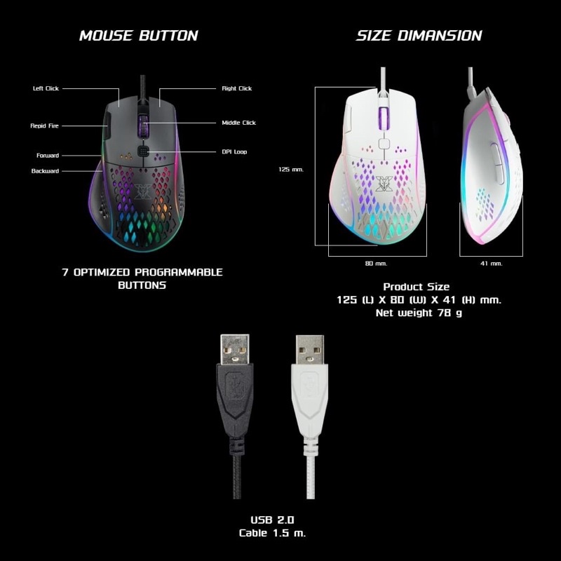 NUBWO X42 SOLAKA GAMING MOUSE เมาส์มาโคร เมาส์เล่นเกมส์ เมาส์เกมมิ่ง