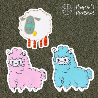 🇹🇭 พร้อมส่ง : 🐑 เข็มกลัดเซ็ทลูกแกะขาว,ฟ้าและชมพู |  White, Blue &amp; Pink Little Sheep Enamel Brooch Pin Set.