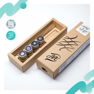 Metallic ink and Wood tray set หมึก calligraphy เมทัลลิค สำหรับเขียนอักษร ทำจากธรรมชาติไร้สารพิษ