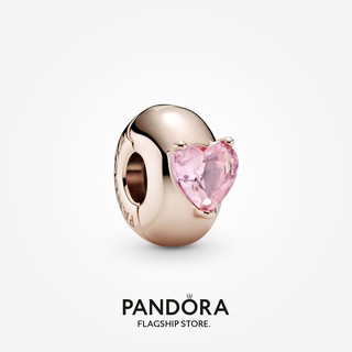 Pandora เครื่องประดับเงิน 925 ชุบทอง 14k รูปหัวใจ สีชมพู สีโรสโกลด์ Diy p326