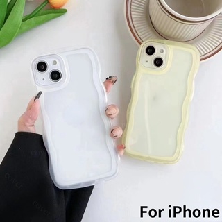 เคสโทรศัพท์ซิลิโคนใส แบบนิ่ม กันกระแทก ลายคลื่นใหญ่ สําหรับ iPhone 11 12 13 Pro Max X XS XR