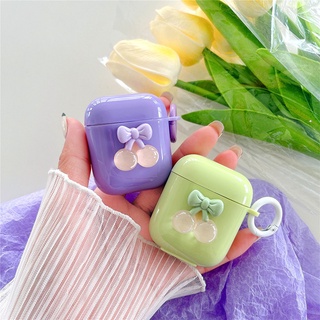 เคสหูฟัง ลายการ์ตูนเชอร์รี่น่ารัก พร้อมพวงกุญแจ และสายคล้อง สําหรับ AirPods 1 2 Pro 3rd Generation Pro 3