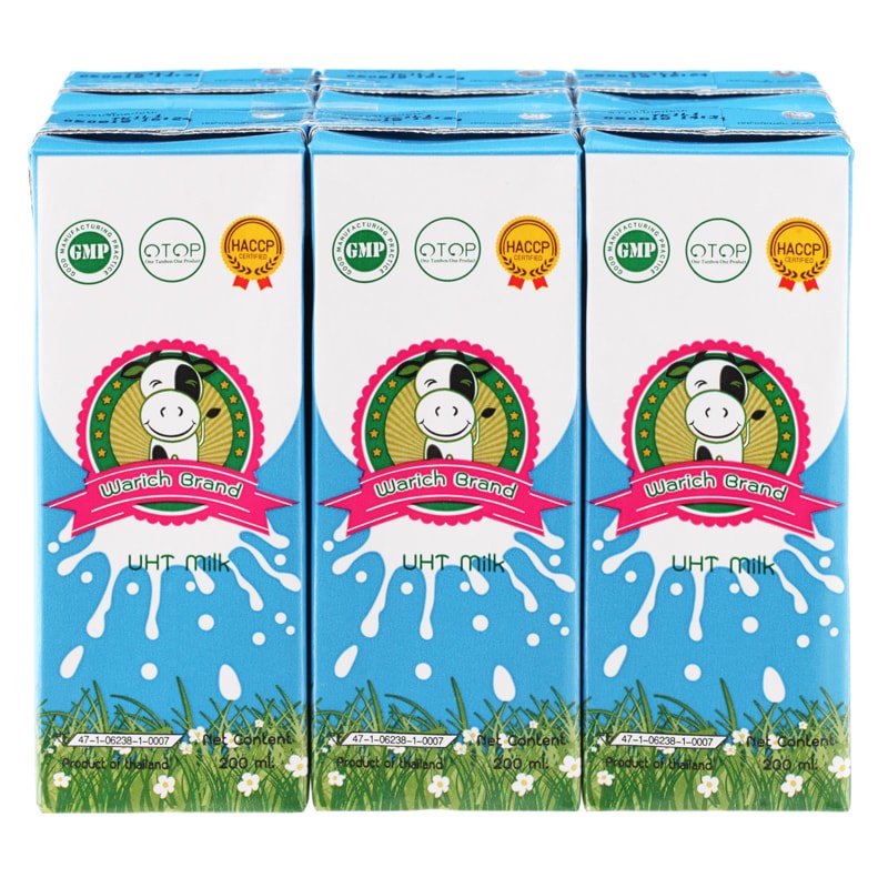 [ Free Delivery ]Warich Milk UHT Milk Plain 200ml. Pack 6Cash on delivery