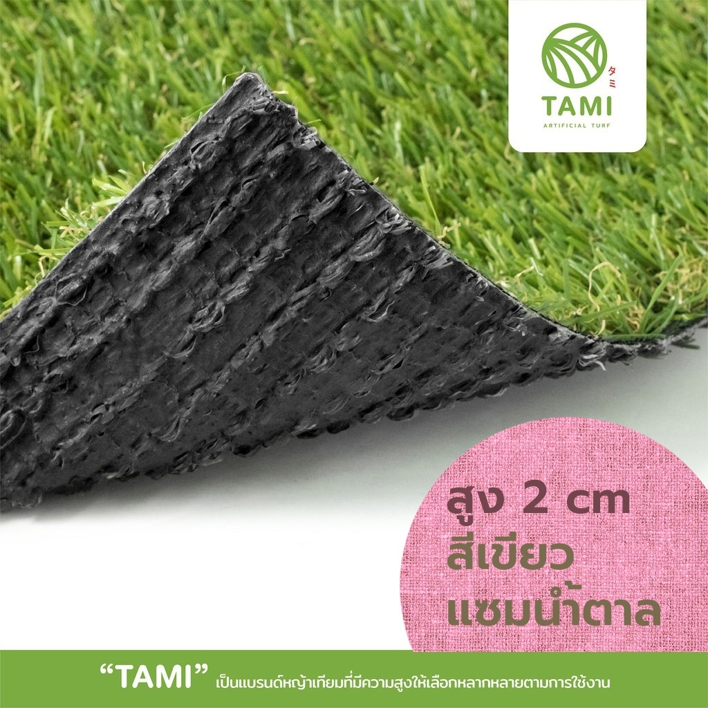 หญ้าเทียม ทามิสูง2ซม.เขียวแซมน้ำตาล กว้าง1,2เมตร ยาวเริ่มต้น1ม.(ตรม.ละ240บาท) หญ้าปลอม แบ่งขายเป็นเมตร ถูกๆ ปูพื้น Tami - รูปที่ 2
