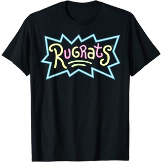 เสื้อยืด พิมพ์ลายโลโก้ Nickelodeon Rugrats Neon สําหรับผู้ชาย