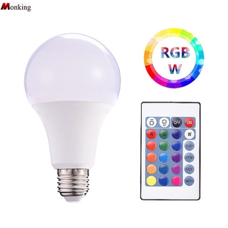 หลอดไฟ Led Rgb Led E27 Rgbw แบบหรี่แสงได้ พร้อมรีโมทควบคุม สําหรับตกแต่งบ้าน