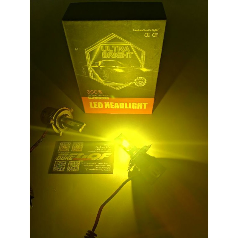 Z45/M26 ไฟหน้ารถ LED H4 H1 H7 6000LM 3000K สีเหลืองสีเขียวไฟหน้า LED อัตโนมัติ Universal โคมไฟหัว
