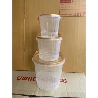 (แพค20ใบ)ถังกลมใส่ขนม กระปุกใส่ขนม ฝาเซฟตี้ซีล ถังมีหู ฝาทอง 280ml 450 ml และ 1000 ml