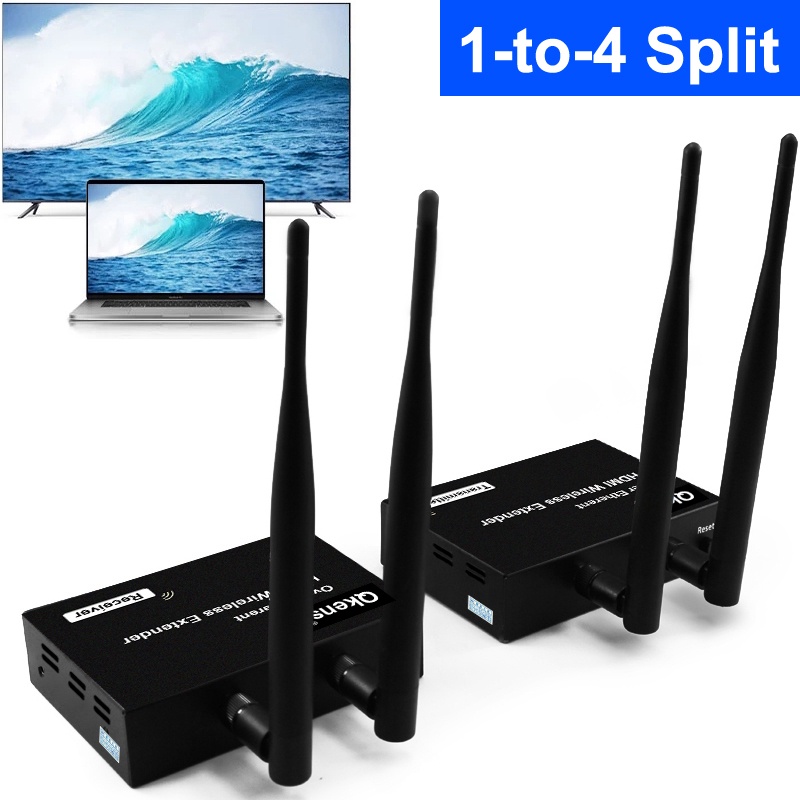 Wireless HDMI Extender 200M เครื่องส่งสัญญาณวิดีโอจอแสดงผลสําหรับตัวรับสัญญาณสําหรับกล่องทีวีแล็ปท็อปพีซีไปยังโปรเจคเตอร์