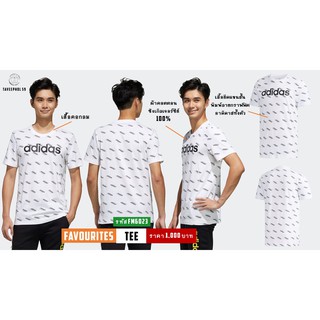 👕เสื้อยืดผู้ชายยี่ห้อ adidas รุ่น Favourites T-Shirt สีขาว ลายกราฟฟิคตัวหนังสือ adidas รหัส FM6023 ราคา 900 บาท