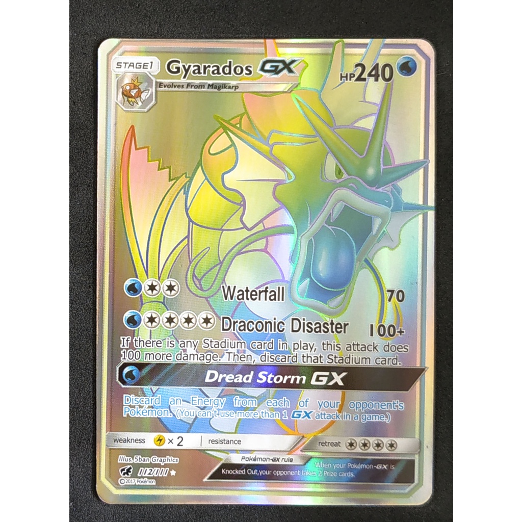 Gyarados (Gold) GX Card 112/111 เกียราดอส Pokemon Card Gold Flash Light (Glossy) ภาษาอังกฤษ