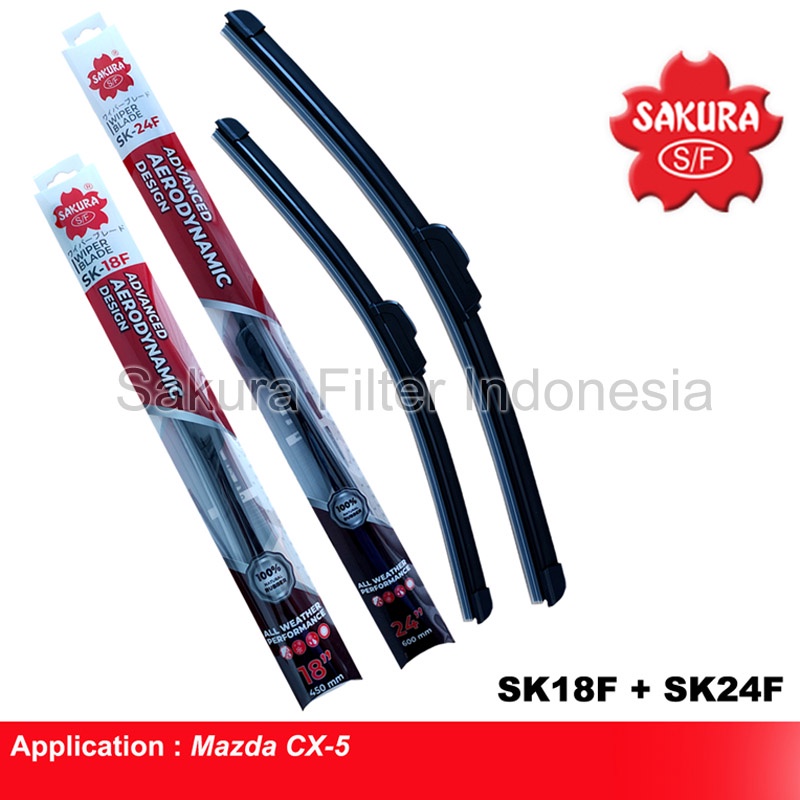 Sakura Wiper Flat Toyota RAV4, Mazda CX-5, Kia Sportage 1 Set (2 Pc) Sakura SK18F, SK24F