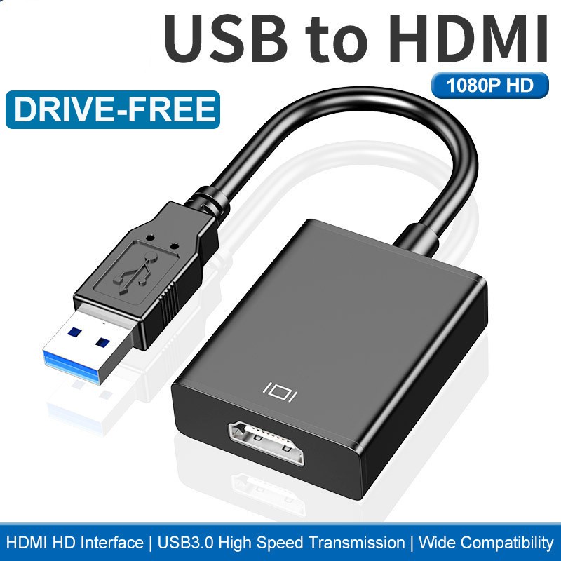 อะแดปเตอร์แปลง USB 3.0 เป็น HDMI การ์ดวิดีโอภายนอก โน้ตบุ๊ก เป็นมอนิเตอร์ HD PC