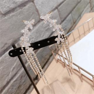 ✨BELLA✨Korean fashion earrings silver needle temperament zirconium flower tassel earrings