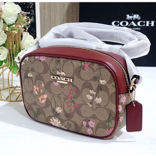 🎀 (สด-ผ่อน) กระเป๋าลายซีดอก 7.5 นิ้ว COACH CA719 Mini Jamie Camera Bag In Signature Canvas With Wildflower Print