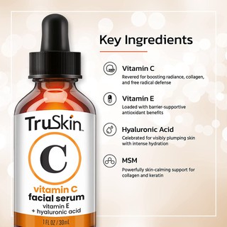 USA 100% เซรั่มหน้าใส ลดริ้วรอย TruSkin Vitamin C Serum for Face 1 oz วิตามิน ซี เซรั่ม