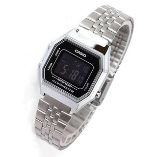 Win Watch shop Casio Standard รุ่น LA680WA1B นาฬิกาข้อมือผู้หญิง สายสแตนเลสสีเงิน หน้าปัดดำประกัน CMG 1 ปีเต็ม