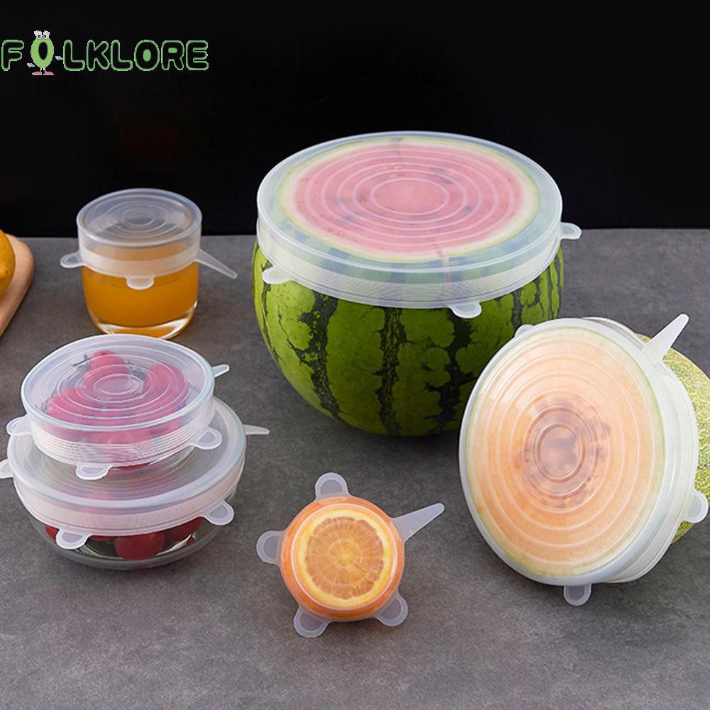 FOL 6pcs Keeping Fresh Silicone Pot Cover Cap Reusable Stretch Seal