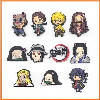 Jibbitz Crocs 11 ชิ้น ชุดอะนิเมะ Demon Slayer รองเท้า Charms เด็กผู้ใหญ่รองเท้าแตะอุดตันรองเท้าแตะหัวเข็มขัดอุปกรณ์เสริมพีวีซีที่ถอดออกได้นํากลับมาใช้ใหม่ได้