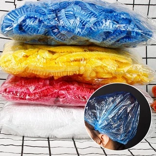 หมวกคลุมผมอาบน้ํา 100ชิ้น หมวกคลุมผม คุณภาพดีสวมใส่สบาย