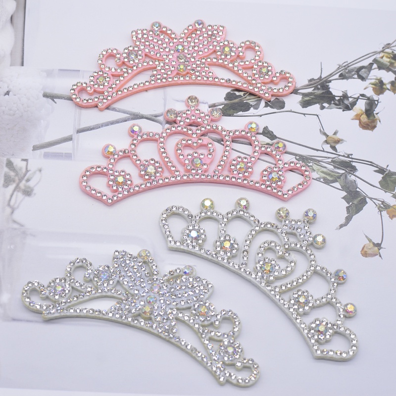 4 ชิ ้ น 9 ซม.มงกุฎ Rhinestone แพทช ์ คริสตัล Flatback Appliques หัตถกรรม Scrapbooking