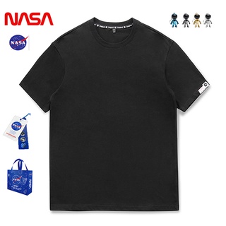 NASA เสื้อยืดคู่หลวมเสื้อยืดคอกลมแฟชั่นลำลองแขนสั้นเสื้อยืดสีทึบเสื้อยืดS-5XL