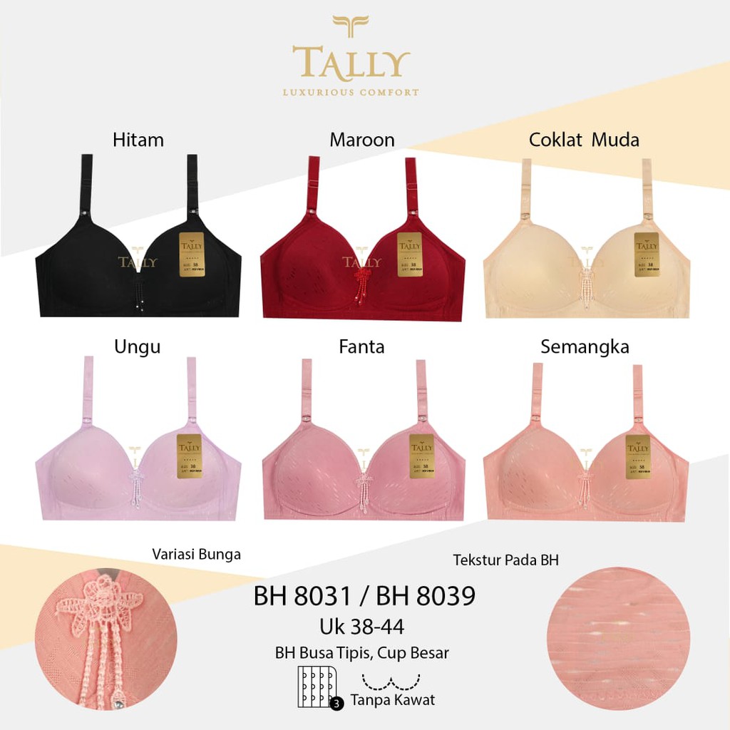 SALLY BRA BH 8039 I THIN FOAM I WIRELESS I SIZE 38 - 44 CUP C