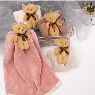 ShopAt.Two[NP-7132] ผ้าเช็ดมือแบบแขวน ตุ๊กตาหมี ผ้าเช็ดทำความสะอาดเอนกประสงค์