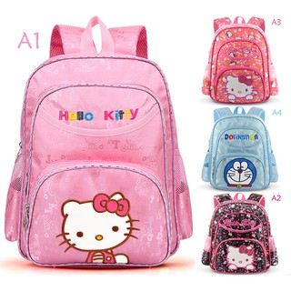 กระเป๋านักเรียนน่ารักการ์ตูน hellokitty กระเป๋าเด็กสีชมพูกระเป๋าสะพายหลังสวยหรู