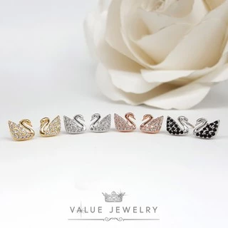 ต่างหูแป้น ฝังคริสตัลละเอียด ลายหงส์สวา Swarovski มี3สี ขนาดเล็ก ตุ้มหู เครื่องประดับ ER0203 ER0212 ER0701 ValueJewelry