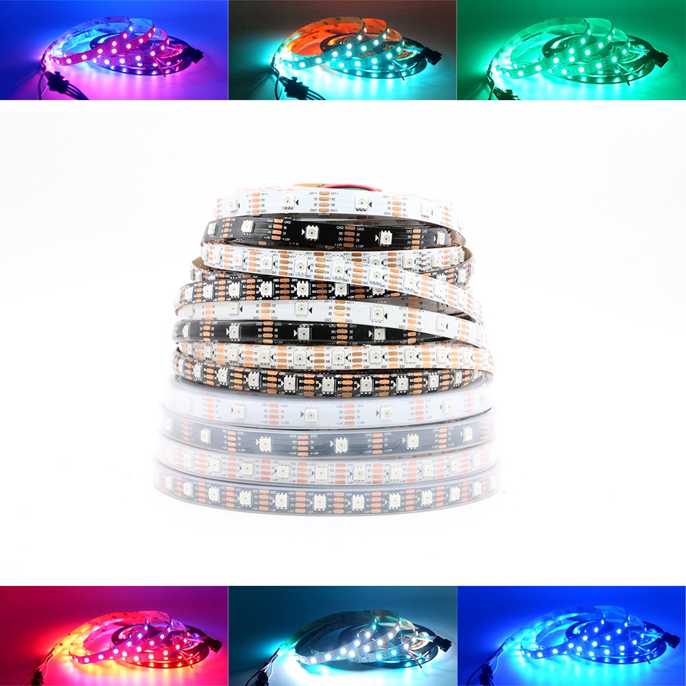 แถบสายไฟ LED สองสัญญาณ WS2815 DC12V WS2812B WS2813 30 60 144 LEDs IP30 IP65 IP67 ขนาด 1 เมตร