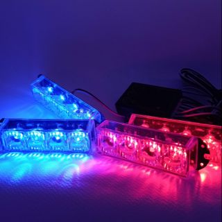 ไฟไซเรน,ไฟฉุกเฉิน,ไฟกระพริบแบบ Led 4ดวง×4ช่อ New  รุ่น 834-4 พร้อมกล่องคอนโทรล 12V สว่างตาแตก มีสีให้กดเลือก