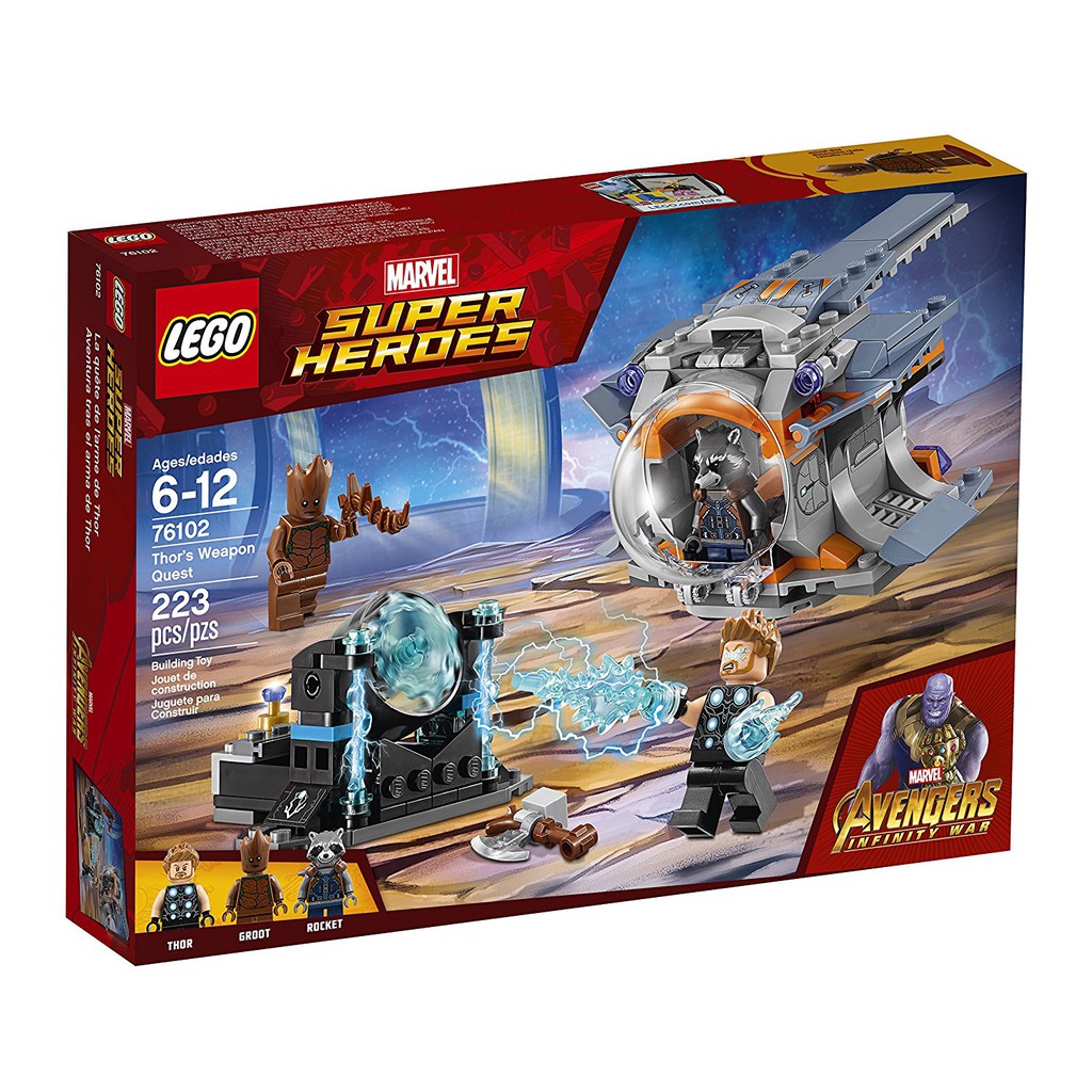 LEGO ของแท้ Marvel Super Heroes Avengers Infinity War Thor’s Weapon Quest 76102