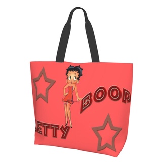 【In Stock】Betty Boop กระเป๋าช้อปปิ้งไหล่เดียว, กระเป๋าเก็บของแบบพกพา， กระเป๋าสะพายโพลีเอสเตอร์ทุกวัน