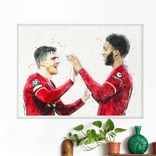 โปสเตอร์ ผ้าแคนวาส Joe Gomez+Andrew Robertson Liverpool  นักเตะ ลิเวอร์พูล ภาพวาด ศิลปะ นักบอล นักฟุตบอล