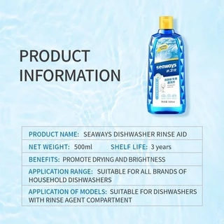 Dishwasher Rinse Aid 500ml น้ำยาแวววาว​ Seaways ผลิตภัณฑ์​ขจัด​คราบและเคลือบเงาสำหรับ​เครื่อง​ล้างจาน​อัตโนมัติ​ทุกรุ่น