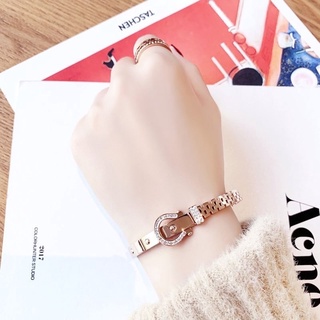 ข้อมือแฟชั่น เคลือบ rose gold ลายเข็มขัดประดับเพชร