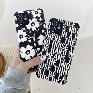 เคสโทรศัพท์มือถือลายดอกไม้สีดําสําหรับ Xiaomi Redmi Note 10 9 8 7 Pro 10S 9S 8T 9A 9C 7A 8A K20 Pro Mi 10T 11 10 Lite