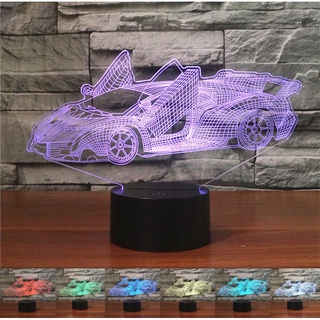 Lamborghini โคมไฟตั้งโต๊ะอะคริลิค LED 3D ไล่โทนสี 7 สี สําหรับตกแต่งบ้าน