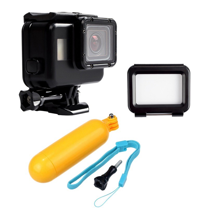 GoPro Hero 7 6 5 สีดํา 45m เคสกันน้ํา Touch Backdoor ฟรี Float Bobber Hand Grip สําหรับ Go Pro 7