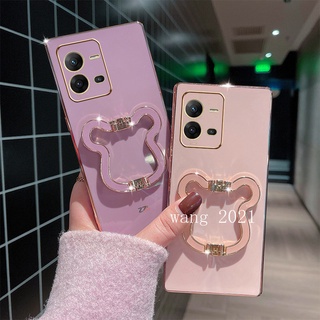 Ready Stock New Casing VIVO V25 V25e V25 Pro 5G Y35 2022 เคส Phone Case with Luxury High Quality Folding Bear Bracket Soft Case เคสโทรศัพท์