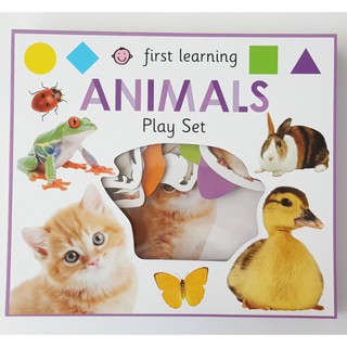 First Learning Animals Play Set - puzzle board book กระดาษแข็งหนาทุกหน้า เหมาะสำหรับ 1+